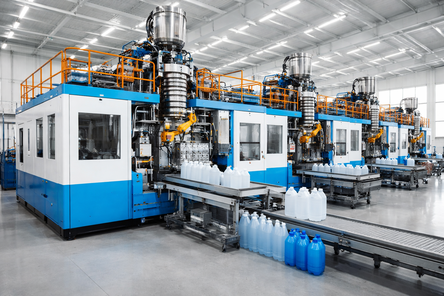 Blow molding plant for bottles and containers